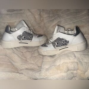 Love Moschino White Sneakers with Silver Details